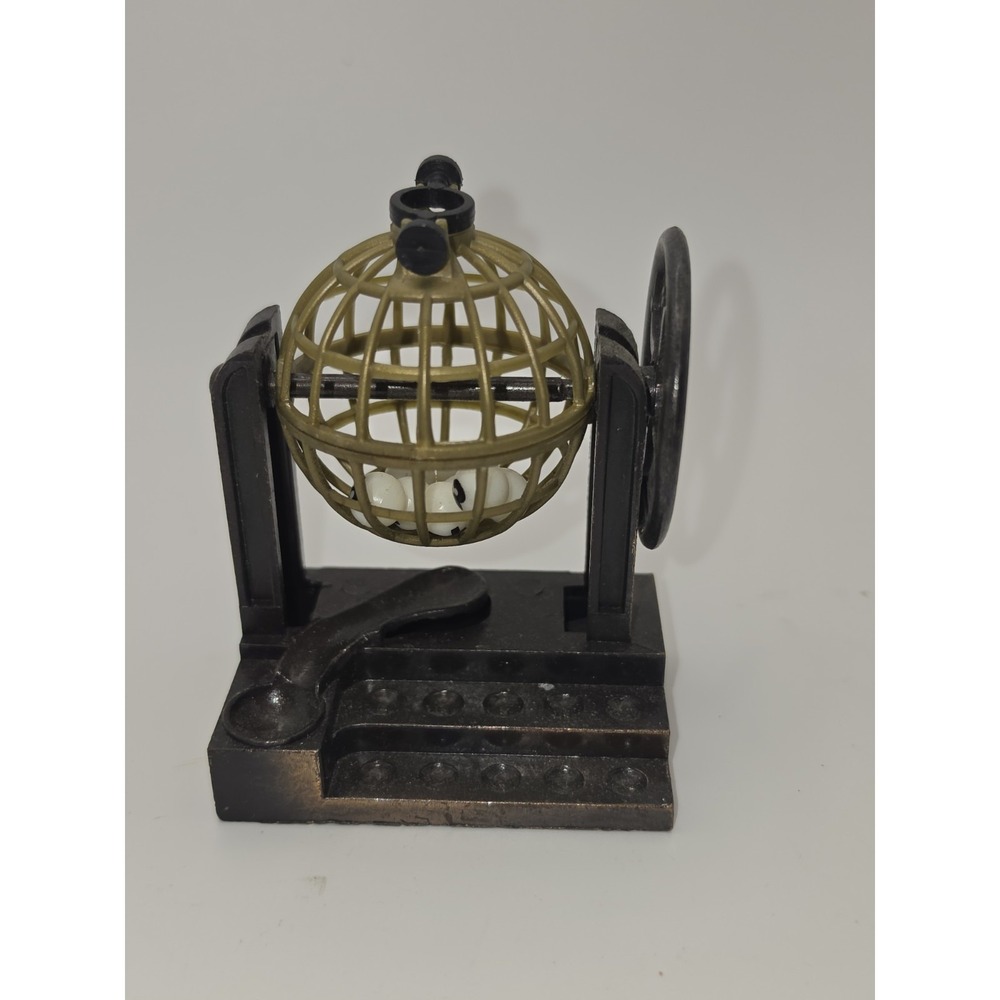 VINTAGE Diecast Bronze Color‎ Metal Pencil Sharpener BINGO BALL CAGE LOTTERY
